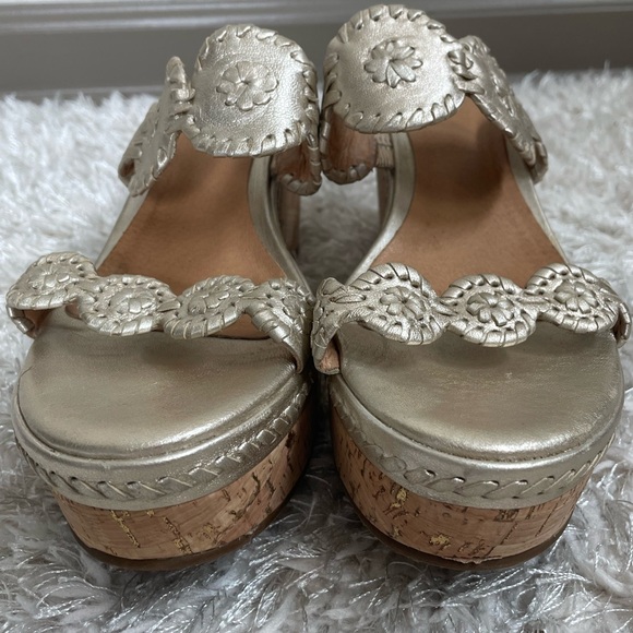 Jack Rogers Platinum Leigh Wedge Sandals Soft Gold - Picture 5 of 11